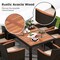 7-Piece Outdoor Rattan Dining Set with Acacia Wood Table and Cushioned Chairs for Patio Garden